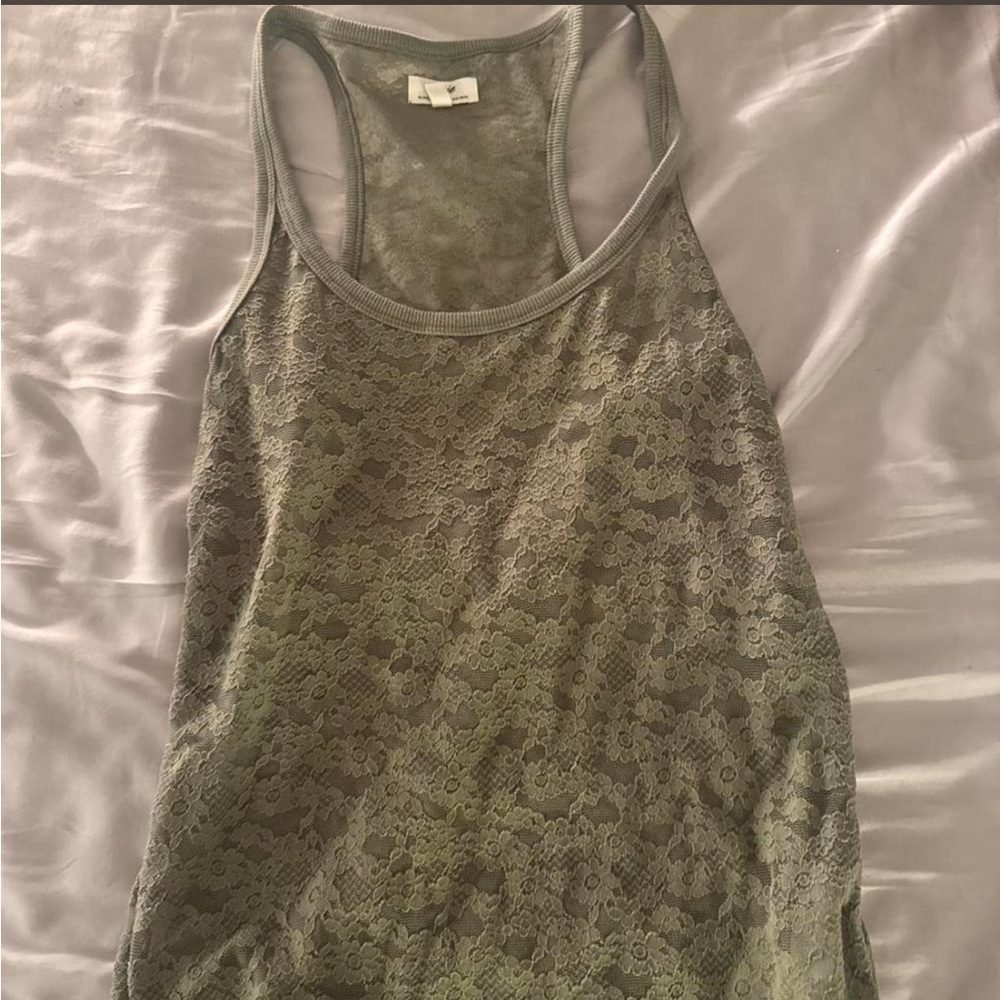 aerie Olive Lace Racerback Tank Top